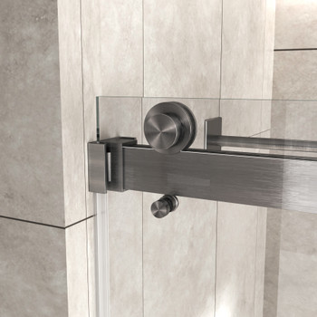 Brushed Nickel 56-60" x 76" Double Sliding Shower Door, Frameless 3/8" Tempered Glass