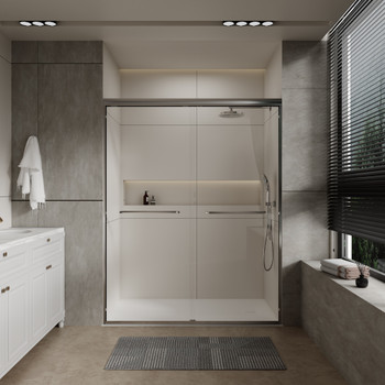 Aluminum Framed 56-60" x 72" Double Sliding Shower Door in Brushed Nickel