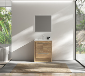 Alma Allier 30 inch Natual Oak Finish Vanity With White Sink