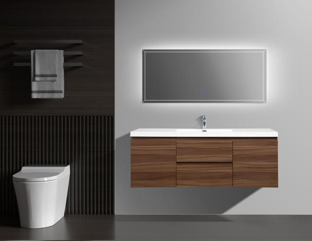 Alma-Pre 60" Ebony Brown Single Sink  Wall Mounted Vanity With Integrated Sink