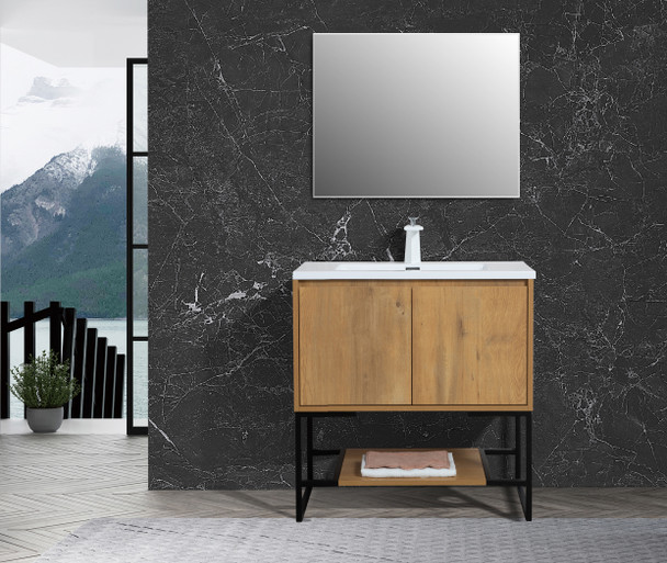 Allen 36 inch free standing vanity with a integrated white sink