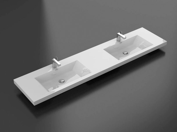 Alma 84 inch Integrated White Double Sink