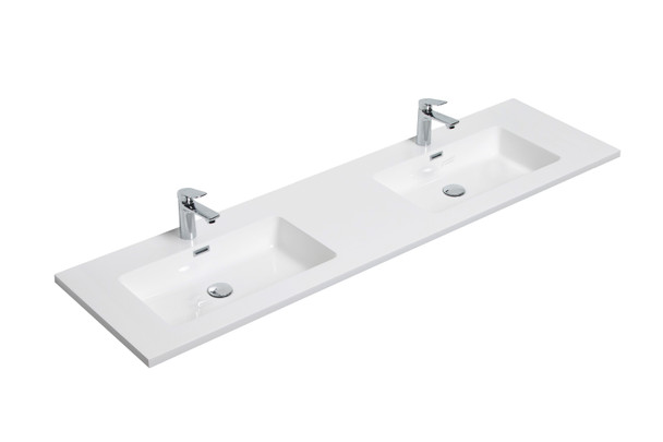 Themis 72 inch integrated Double white sink