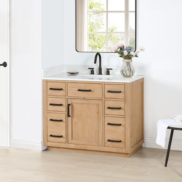 Givana 42" Vanity with Milano White Stone Top and White Sink