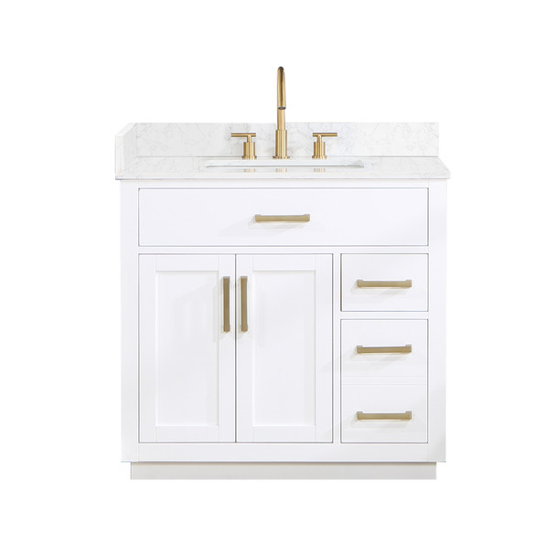 Givana 36" Vanity with Milano White Stone Top and White Sink