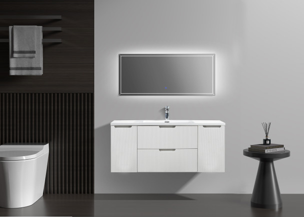 Themis 48″ White Wall Mount Vanity With A Integrated Sink