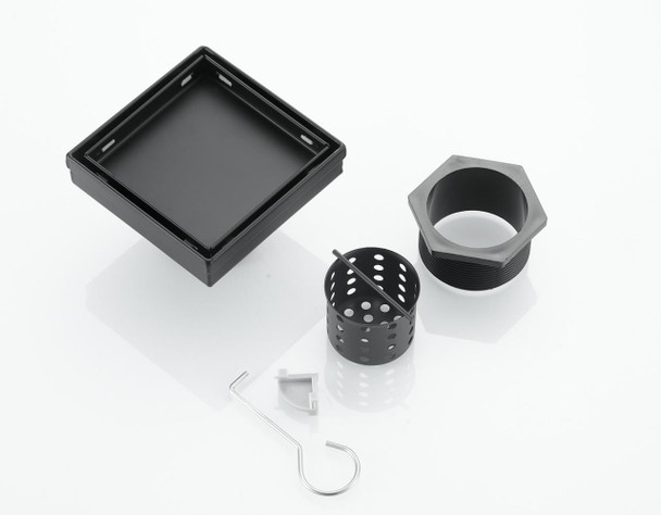 Alma Watercourse 4x4 Square Shower Drain / Black Finish