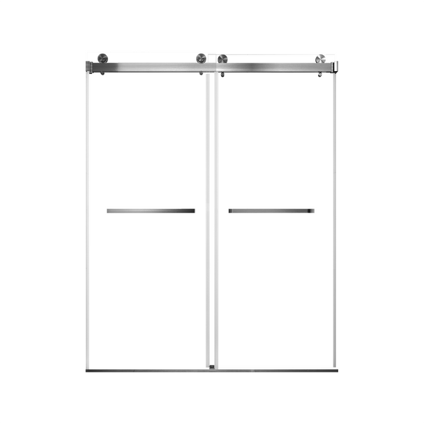 Brushed Nickel 56-60" x 76" Double Sliding Shower Door, Frameless 3/8" Tempered Glass
