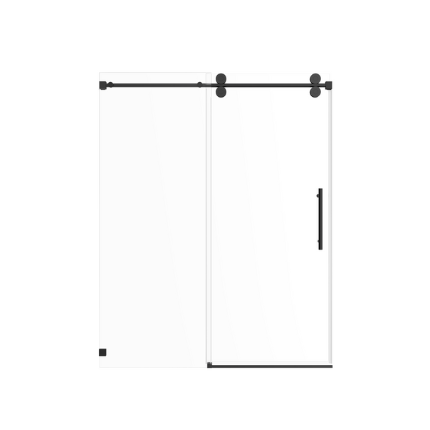 Single Sliding 56-60" x 76" Frameless Shower Door with 3/8" Tempered Glass, Matt Black