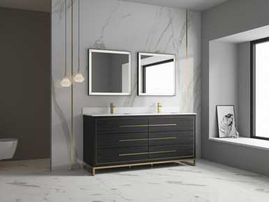 Alma Barsalona 40 Bathroom Vanity Dawn grey , Golden Brass Hardware - ALMA  PREMIUM VANITIES