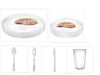 Embellish Scroll Clear Plastic 10" Dinner Plates + 7" Salad Plates + Cutlery + Cups *Case of 40*