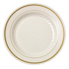Gold Splendor 7" Ivory Salad Plastic Plates w/ Gold Band 15ct.