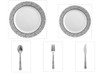 Inspiration White w/ Silver Lace Border 10" Dinner Plates + 7" Salad Plates + Cutlery *Party for 40*