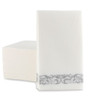 Linen Touch White with Silver Border Guest Towels Napkins, 100 count