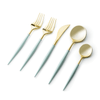 Noble Collection Two Tone Turquoise / Gold Plastic Wedding Cutlery 40pcs.