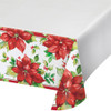 Perfect Poinsettia Christmas Paper Border Print Tablecloths 54" x 102"