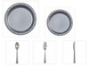 Silver Plastic 10" Dinner Plates + 7" Salad Plates + Cutlery *Case of 100*