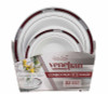 Venetian Collection Combo Pack - White w/Burgundy & Silver Border Dinner and Salad Plates, 32 count