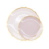 Petal Collection Tableware Set of 40 Pink / Gold Border Plastic Party Plates