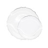 Petal Collection Tableware Set of 40 Clear / Silver Border Plastic Party Plates