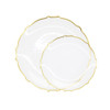 Petal Collection Tableware Set of 40 Clear / Gold Border Plastic Party Plates