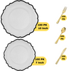 Clear / Black Contemporary Wedding Plastic Plates Party Bundle w/  Gold Plastic Cutlery