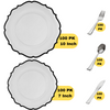 Clear / Black Contemporary Wedding Plastic Plates Party Bundle w/  Silver Plastic Cutlery
