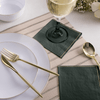 Emerald Green with Gold Stripe Paper Lunch Napkins | 20 Napkins