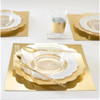 Luxe Party Flower Collection Clear w/ Gold Rim Plastic Plates