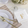 Disposable Paper Cocktail Napkins with Gold Monogram "F" - 48 Count (3 Sets of 16)
