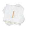 Disposable Paper Cocktail Napkins with Gold Monogram "I" - 48 Count (3 Sets of 16)