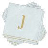 Disposable Paper Cocktail Napkins with Gold Monogram "J" - 48 Count (3 Sets of 16)