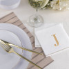 Disposable Paper Cocktail Napkins with Gold Monogram "J" - 48 Count (3 Sets of 16)