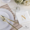 Disposable Paper Cocktail Napkins with Gold Monogram "N" - 48 Count (3 Sets of 16)