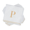 Disposable Paper Cocktail Napkins with Gold Monogram "P" - 48 Count (3 Sets of 16)