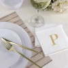 Disposable Paper Cocktail Napkins with Gold Monogram "P" - 48 Count (3 Sets of 16)