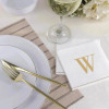 Disposable Paper Cocktail Napkins with Gold Monogram "W" - 48 Count (3 Sets of 16)
