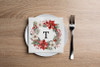Disposable Paper Cocktail Napkins with Christmas Holiday Napkins Flower Monogram "T" - Pack of 20