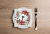Disposable Paper Cocktail Napkins With Christmas Flower Monogram "P" - Pack of 20
