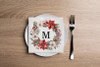 Disposable Paper Cocktail Napkins With Christmas Holiday Napkins Flower Monogram "M" - Pack of 20