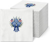 Patriotic Floral  Cocktail / Beverage Napkins - July 4th Flags & Hydrangeas Paper Napkins for Independence Day, Memorial Day, Summer Entertaining & Holiday Celebrations - 20 Per Package