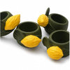 Altoona Design Jewish New Year Harvest Esrog Napkin Rings for Rosh Hashanah Table Decor - Elegant Reusable Polylactide Napkin Ring Holders with Apple & Leaf Design, Shatter-Resistant - Set of 4
