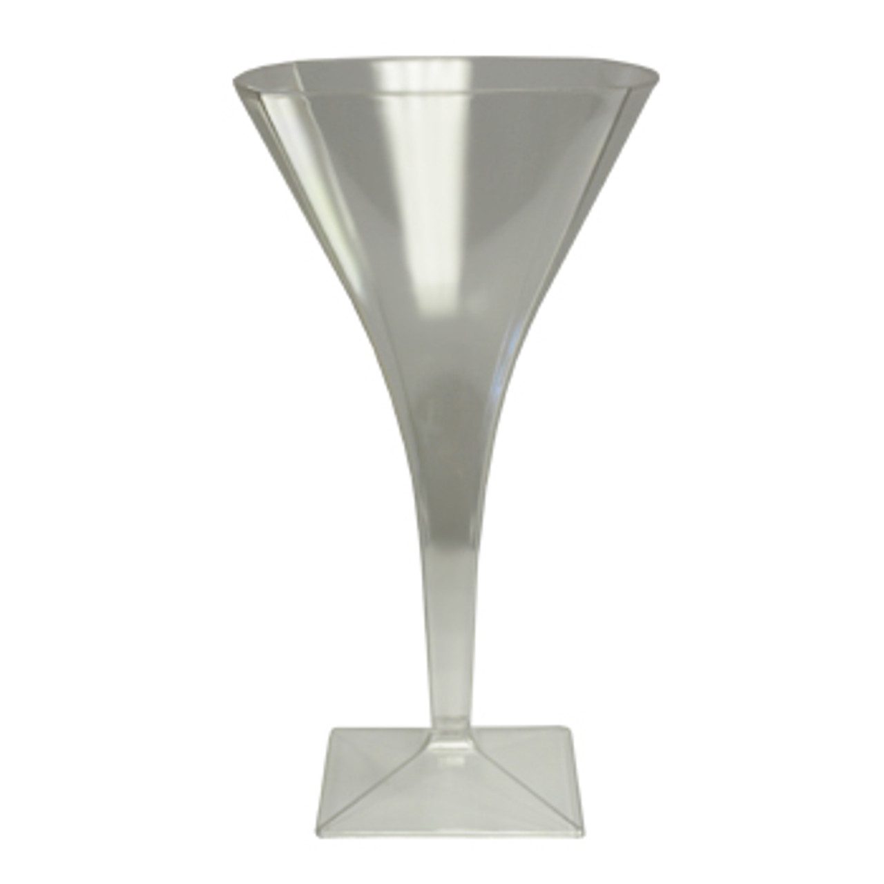 Fineline Settings Clear Plastic Square Tall Martini Glasses Maryland 8oz, Size: One size, White