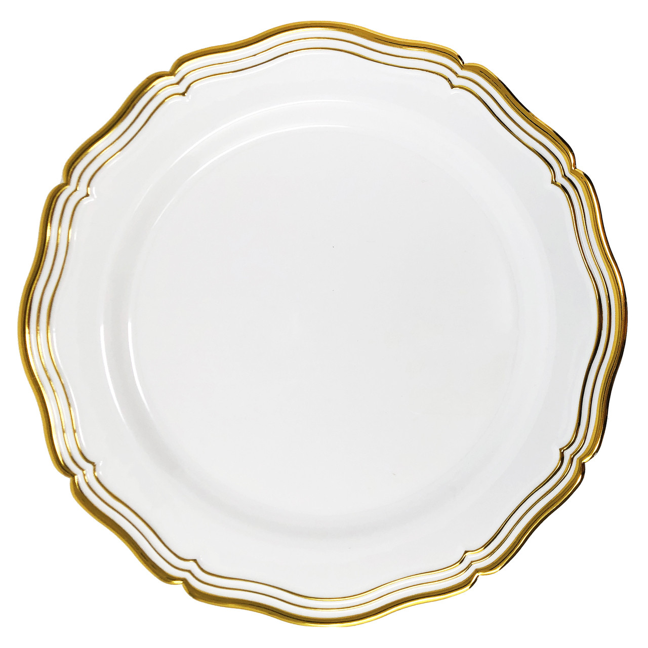 Aristocrat Collection 10" White w/ Gold Rim Plastic Dinner Plates 10ct.