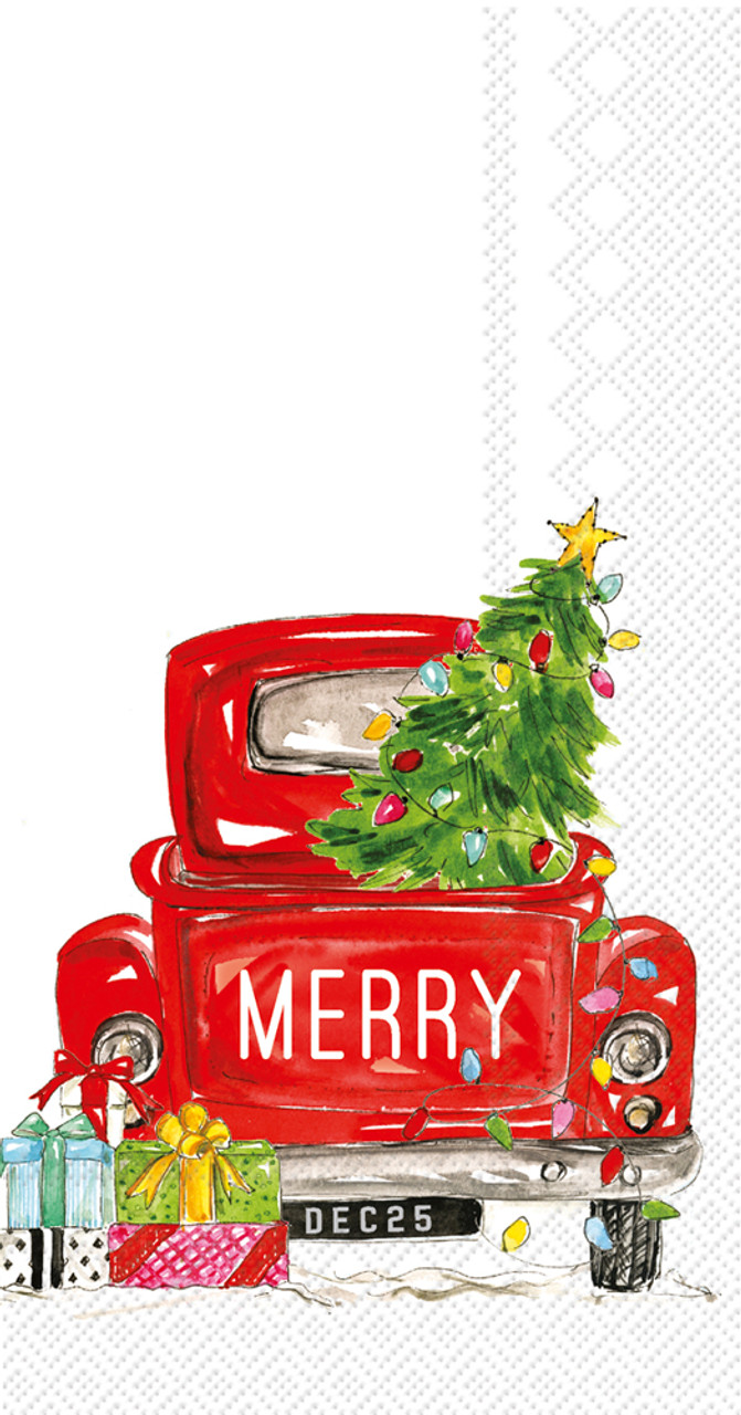 Merry Red Truck Paper Guest Towels