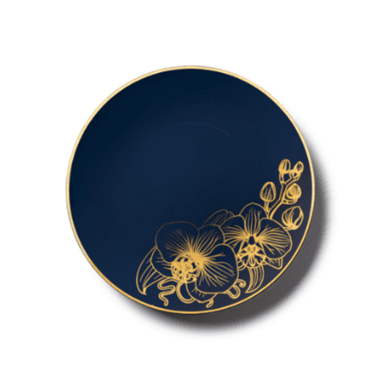 Navy Blue with Gold Dessert Plates - Plastic