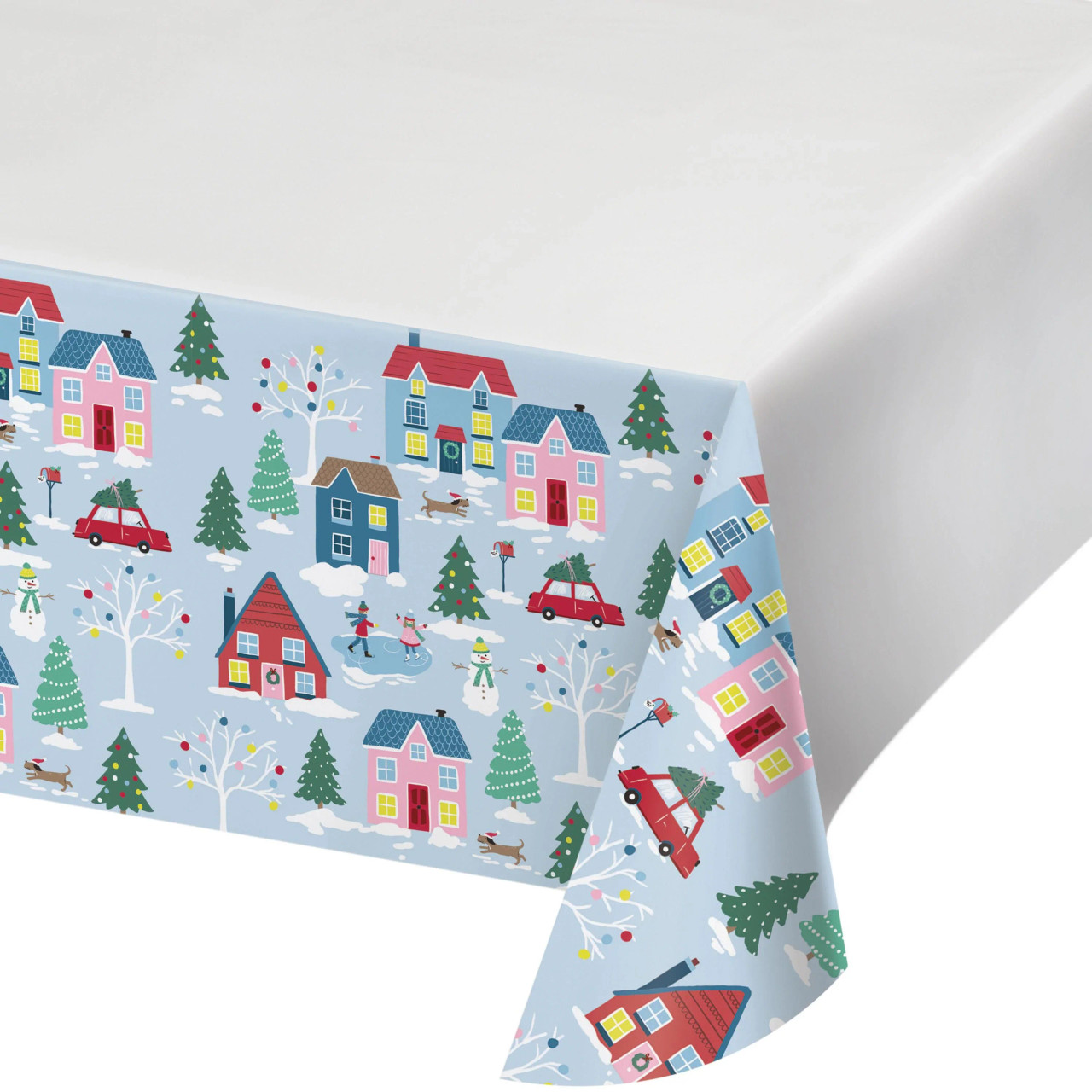Let It Snow Red Snowflake Christmas Paper Tablecloth 54 x 102
