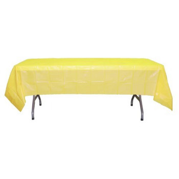 *12 Count* Light Yellow Rectangular Plastic Tablecloths 54" x 108"