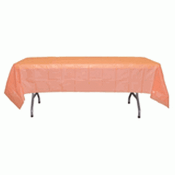 *12 Count* Peach Rectangular Plastic Tablecloths 54" x 108"