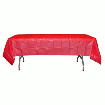 *12 Count* Red Rectangular Plastic Tablecloths 54" x 108"